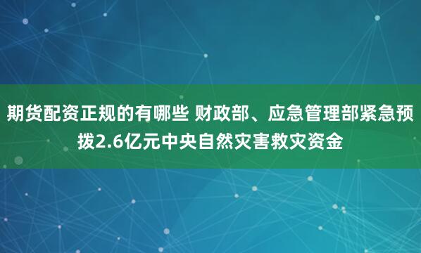 期货配资正规的有哪些 财政部、应急管理部紧急预拨2.6亿元中央自然灾害救灾资金