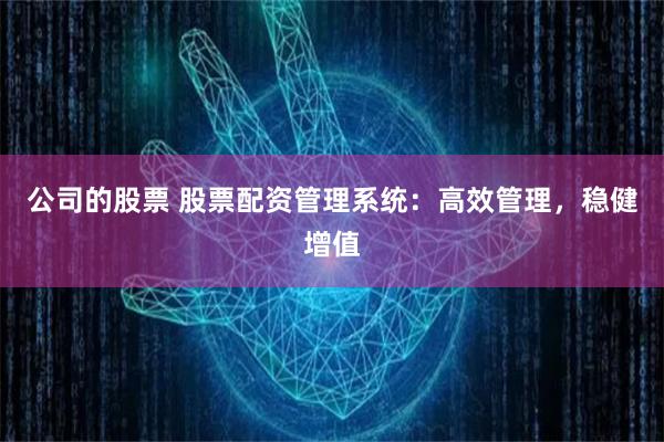 公司的股票 股票配资管理系统：高效管理，稳健增值